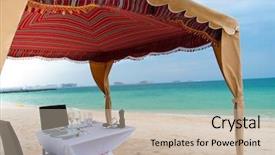  Presentation with dubai - Audience pleasing presentation consisting of opulent - dinner at the beach backdrop and a soft green colored foreground