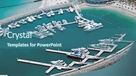  Presentation with marina - Theme having opulent - dubai marina boats background and a ocean colored foreground