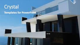  Presentation with villa - Colorful presentation design enhanced with opulent - external view of a contemporary backdrop and a teal colored foreground