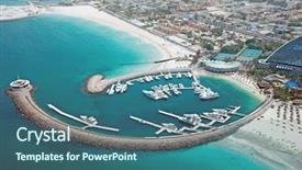  Presentation with high level - Presentation theme with opulent - high level view of marina background and a ocean colored foreground