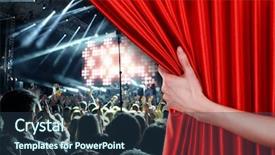  Presentation with red curtain - Cool new slide deck with opulent - human hand opens red curtain backdrop and a tawny brown colored foreground