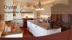  Presentation with counters - Cool new PPT theme with opulent - luxury kitchen with granite counters backdrop and a coral colored foreground