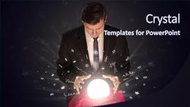  Presentation with magic ball - Audience pleasing presentation consisting of oracle - gorgeous businessman looking to inspiration backdrop and a wine colored foreground