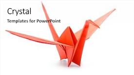  Presentation with crane - PPT theme featuring oragami - traditional japanese origami crane made background and a sky blue colored foreground