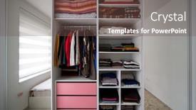  Presentation with clothes - Colorful slides enhanced with oragniyed-and-tidied-wardrobe backdrop and a tawny brown colored foreground