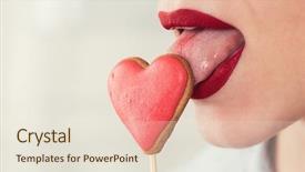  Presentation with gingerbread - PPT theme with oral - closeup photo of the woman background and a sky blue colored foreground