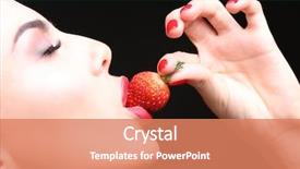  Presentation with black woman at gas station - PPT theme featuring oral - sensual young woman eating strawberry background and a coral colored foreground