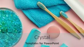  Presentation with oral hygiene - Theme featuring oral-and-skin-care-products background and a teal colored foreground