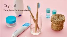  Presentation with nobody - PPT theme with oral-care-products-macro-view background and a lemonade colored foreground