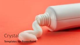  Presentation with nobody - Beautiful presentation theme featuring oral-care-products-red-background backdrop and a coral colored foreground