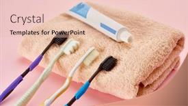  Presentation with toothpaste - Slides featuring oral-care-products-toothbrushes background and a lemonade colored foreground