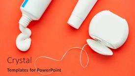  Presentation with dental floss - Presentation theme enhanced with oral-care-products-toothpaste background and a red colored foreground