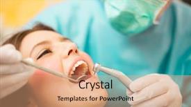  Presentation with oral cavity - Presentation theme having oral cavity - dentist doing a dental treatment background and a coral colored foreground