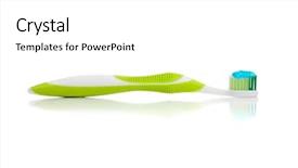  Presentation with toothpaste - Cool new presentation theme with oral cavity - lime green toothbrush with blue backdrop and a white colored foreground