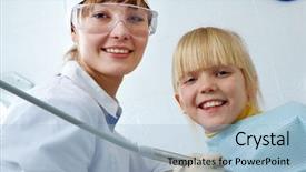  Presentation with dentist - Beautiful presentation featuring oral cavity - portrait of female dentist backdrop and a light blue colored foreground