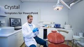  Presentation with work in clinic dental surgery - Beautiful PPT layouts featuring oral communication - attentive doctor using digital tablet backdrop and a  colored foreground