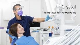  Presentation with dentist xray - PPT layouts enhanced with oral communication - dentist explaining xray on screen background and a white colored foreground