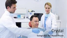  Presentation with report - Audience pleasing PPT theme consisting of oral communication - dentists showing dental report backdrop and a light blue colored foreground