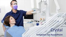  Presentation with dentist xray - Beautiful slide deck featuring oral communication - male dentist explaining xray backdrop and a lemonade colored foreground