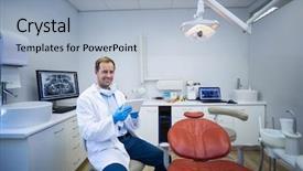  Presentation with using digital tablet - Amazing theme having oral communication - portrait of doctor using digital backdrop and a  colored foreground