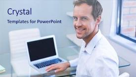  Presentation with dentist - Colorful PPT theme enhanced with oral communication - portrait of smiling dentist working backdrop and a  colored foreground