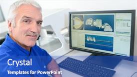  Presentation with computer in backrond - PPT theme enhanced with oral communication - senior dentist using a computer background and a cobalt blue colored foreground