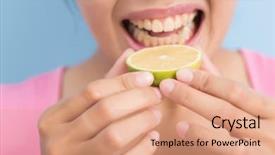  Presentation with teeth - Audience pleasing slide deck consisting of oral disease - asian young woman with hypersensitive backdrop and a  colored foreground