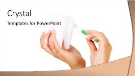  Presentation with kidney transplant holding a model - Slide deck featuring oral dosage form - hands holding toothbrush and tooth background and a white colored foreground