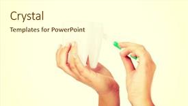  Presentation with hands holding - Beautiful slide deck featuring oral dosage form - hands holding toothbrush and tooth backdrop and a white colored foreground