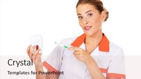  Presentation with orthodontics orthodontic model and dentist - PPT theme featuring oral dosage form - young dentist woman with toothbrush background and a lemonade colored foreground