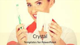  Presentation with orthodontics orthodontic model and dentist - PPT theme enhanced with oral dosage form - young dentist woman with toothbrush background and a lemonade colored foreground