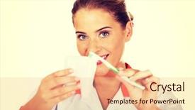  Presentation with dentist - Audience pleasing slide deck consisting of oral dosage form - young dentist woman with toothbrush backdrop and a lemonade colored foreground