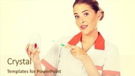  Presentation with dentist - Amazing theme having oral dosage form - young dentist woman with toothbrush backdrop and a cream colored foreground