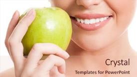  Presentation with health - PPT theme having oral health - closeup of the face background and a lemonade colored foreground