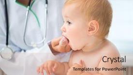  Presentation with baby teeth - Beautiful slide set featuring oral health - doctor cleans baby teeth backdrop and a coral colored foreground