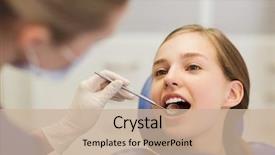  Presentation with patient centered care - Cool new presentation theme with oral health - female dentist checking patient girl backdrop and a soft green colored foreground