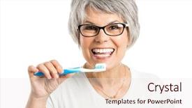  Presentation with teeth - Slides enhanced with oral health - portrait of a happy old background and a sky blue colored foreground