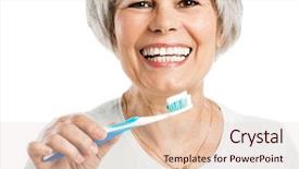  Presentation with teeth - Cool new presentation theme with oral health - portrait of a happy old backdrop and a lemonade colored foreground