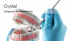  Presentation with dentist - Audience pleasing theme consisting of oral health - white fake teeth in hand backdrop and a white colored foreground