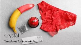  Presentation with condom - Cool new slides with oral health education - banana condom pills bell backdrop and a light gray colored foreground