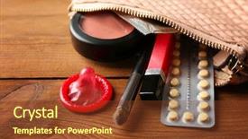  Presentation with beauty cosmetics - Slide deck having oral health education - beauty bag with cosmetics background and a tawny brown colored foreground