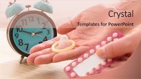  Presentation with condoms - Audience pleasing slides consisting of oral health education - birth control contraceptive pills backdrop and a coral colored foreground