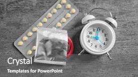  Presentation with alarm - Theme featuring oral health education - contraceptives and alarm clock background and a gray colored foreground