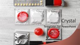  Presentation with lollipop - Amazing PPT theme having oral health education - cosmetics contraceptives and lollipop backdrop and a light gray colored foreground