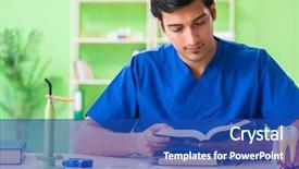  Presentation with child girl reading a book - Colorful slide set enhanced with oral health education - dentist doctor reading book backdrop and a ocean colored foreground