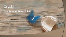  Presentation with jaw - Presentation with oral health education - gypsum cast of the jaw background and a coral colored foreground