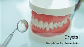  Presentation with jaw - Colorful slide deck enhanced with oral health education - jaw teeth model backdrop and a light blue colored foreground