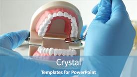  Presentation with health education - Colorful slides enhanced with oral health education - white fake teeth in hand backdrop and a teal colored foreground