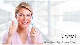  Presentation with beautiful 3d - Amazing slide deck having oral hygiene - beautiful senior woman backdrop and a sky blue colored foreground