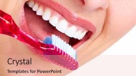  Presentation with dental hygiene - Audience pleasing slide deck consisting of oral hygiene - beautiful woman smile dental health backdrop and a coral colored foreground